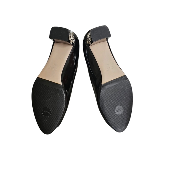 Miu Miu Embellished Jeweled Crystal Block Heel Black Patent Leather Pumps. Sz 38 - Picture 7 of 8